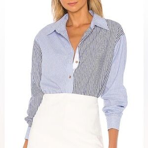L'Academie The Blaise Top in Blue & White - Size M